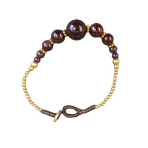 BRACELET LAITON GRENAT 17cm