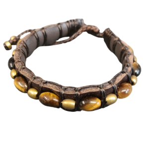 BRACELET CUIR ET OEIL DE TIGRE