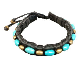 BRACELET CUIR ET MAGNÉSITE TEINTEE