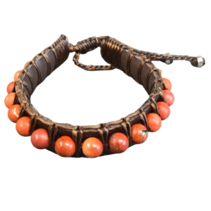 BRACELET CUIR ET JASPE ROUGE