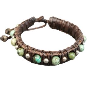 BRACELET CUIR ET JASPE AFRICAIN