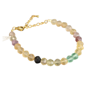 BRACELET CHAINETTE DE RALLONGE EN FLUORITE MULTI COULEUR
