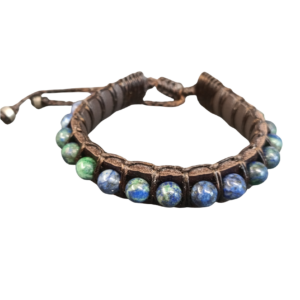 BRACELET CUIR ET AZURITE MALACHITE
