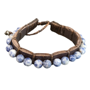 BRACELET CUIR ET DUMORTIERITE A FACETTE