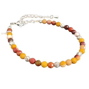 BRACELET CHAINETTE DE RALLONGE EN JASPE MOOKAITE FACETTE