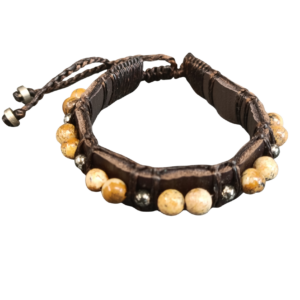 BRACELET CUIR ET JASPE PAYSAGE