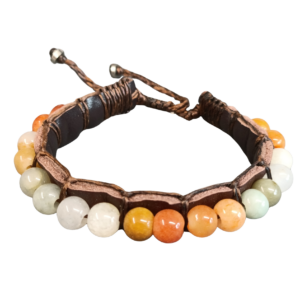 BRACELET CUIR ET JADE MULTI COULEUR