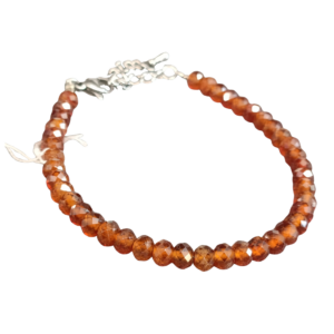 BRACELET CHAINETTE DE RALLONGE EN GRENAT HESSONITE FACETTE
