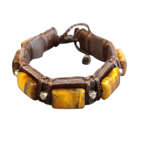 BRACELET CUIR ET ŒIL DE TIGRE