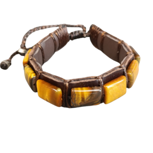 BRACELET CUIR ET ŒIL DE TIGRE