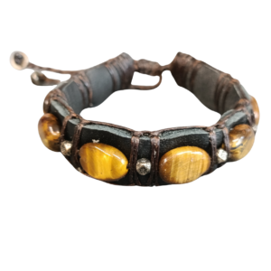 BRACELET CUIR ET ŒIL DE TIGRE