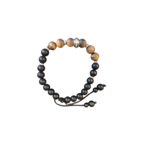BRACELET TIRETTE OEIL DE TIGRE MAT + ONYX MAT