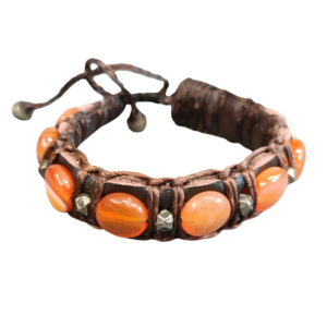 BRACELET CUIR ET CORNALINE