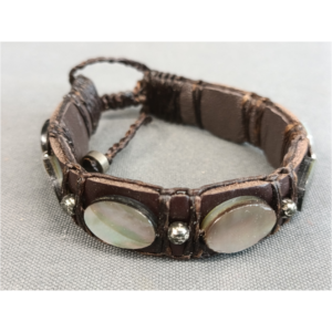 BRACELET CUIR ET NACRE DE COQUILLAGE
