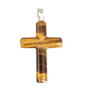 PENDENTIF CROIX EN OEIL DE TIGRE