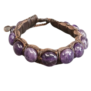 BRACELET CUIR ET AMETHYSTE