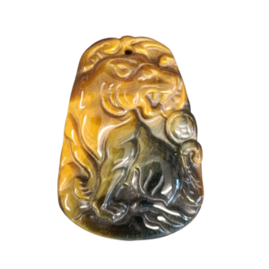 PENDENTIF TIGRE EN ŒIL DE TIGRE ET OEIL DE FAUCON