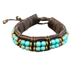 BRACELET CUIR ET HOWLITE TEINTÉE