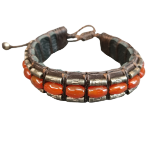 BRACELET CUIR ET CORNALINE
