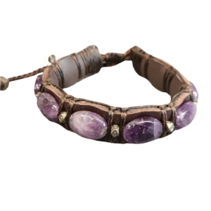 BRACELET CUIR ET AMÉTHYSTE