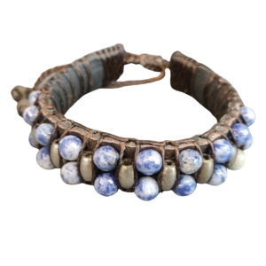 BRACELET CUIR ET DUMORTIERITE FACETTE