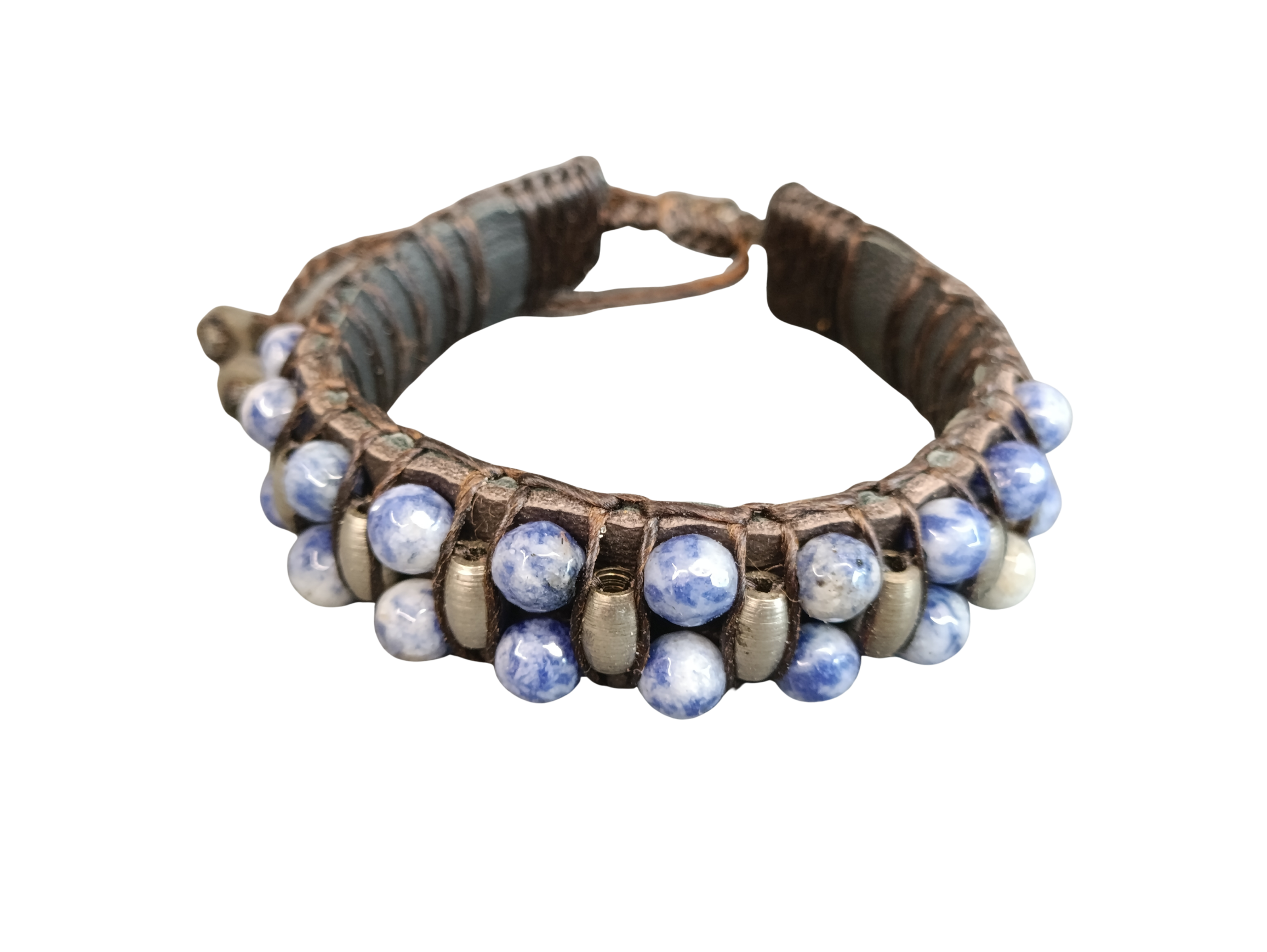 BRACELET CUIR ET DUMORTIERITE FACETTE