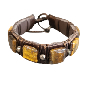 BRACELET CUIR ET ŒIL DE TIGRE